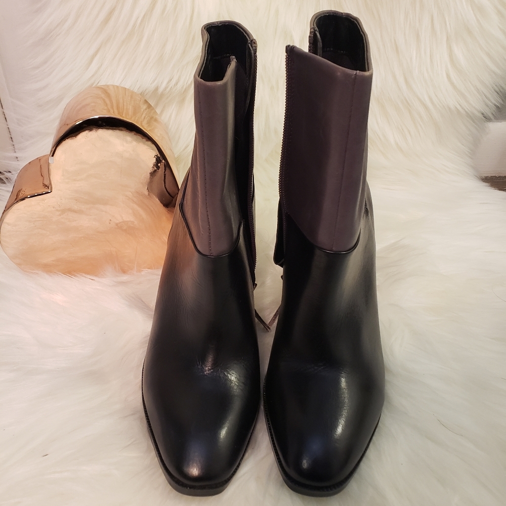 Aldo New Black and gray leather  block heel boot